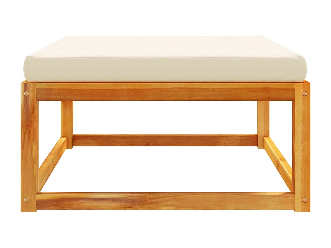 Repose-pied de jardin avec coussins bois massif d'acacia