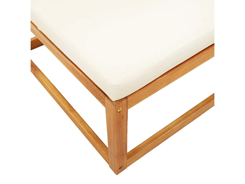 Repose-pied de jardin avec coussins bois massif d'acacia
