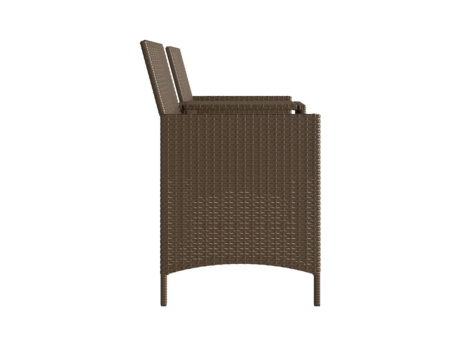 Tuinbank 2-zits met tafel en voetenbanken poly rattan bruin