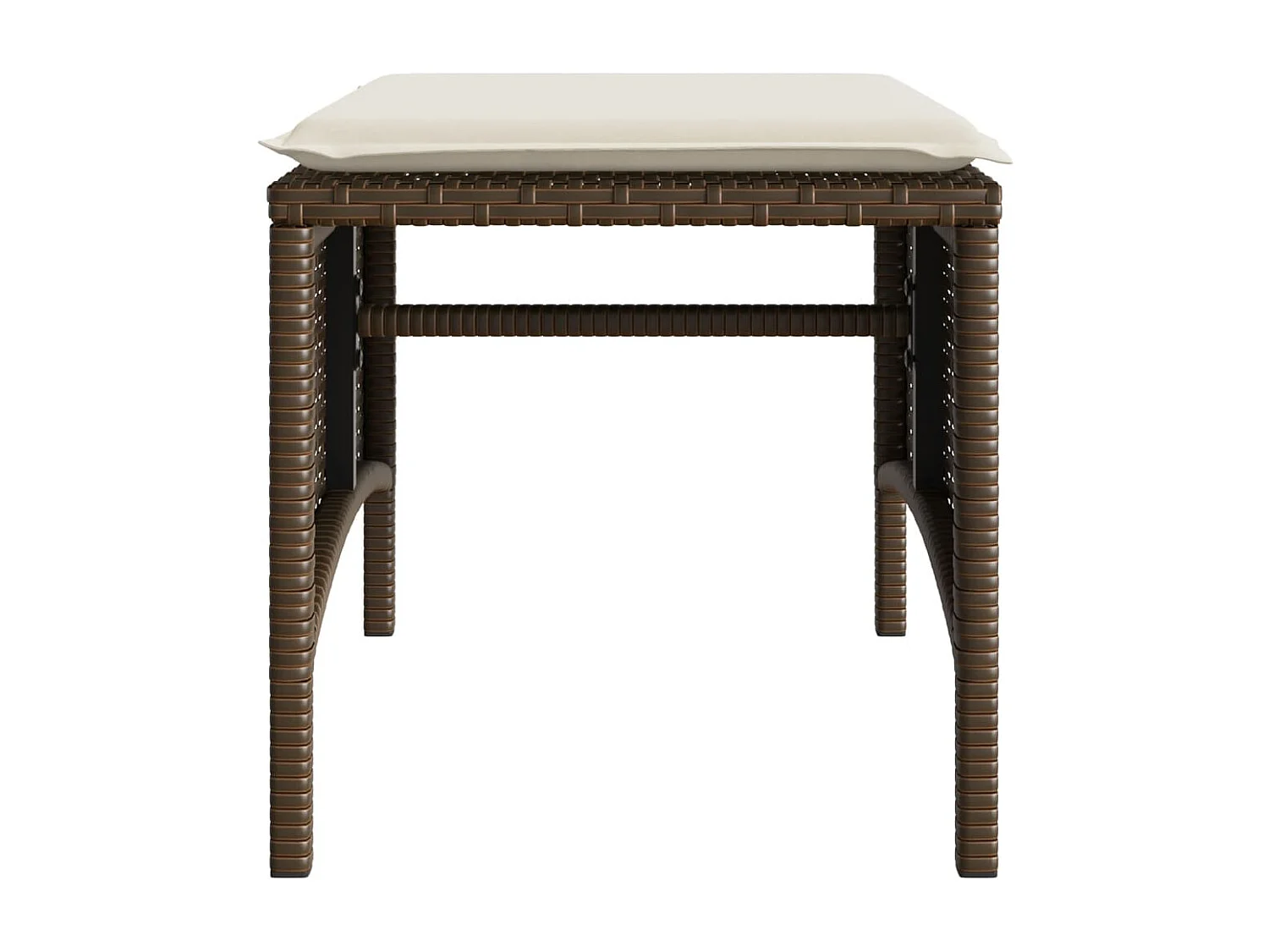 Canapé de jardin 2 places avec table et tabourets marron rotin