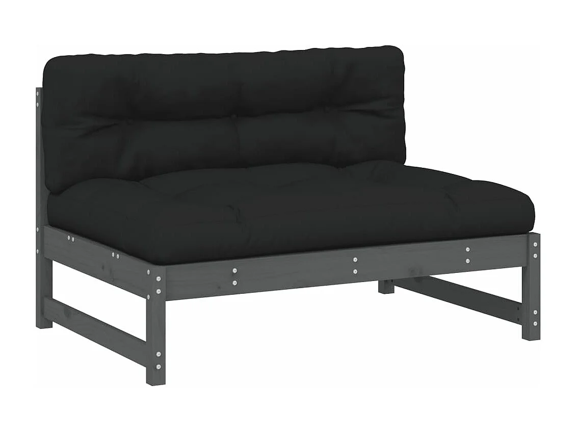 Mittelsofa Grau 120x80 cm Massivholz Kiefer