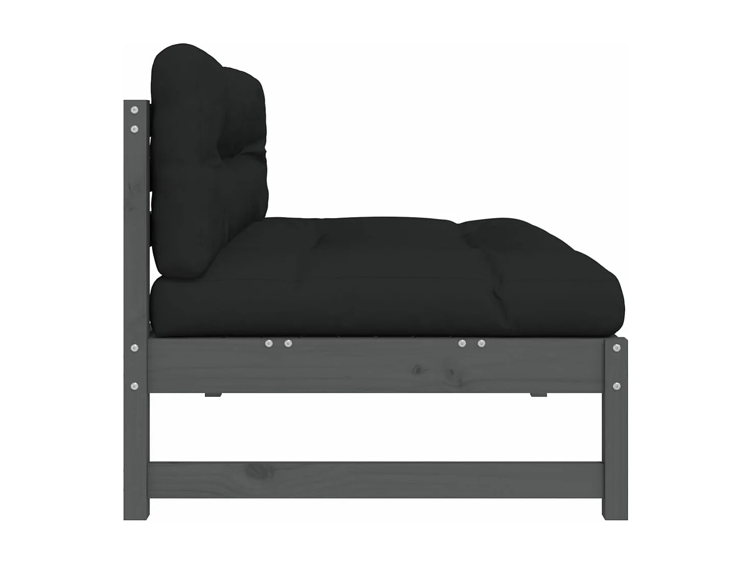 Mittelsofa Grau 120x80 cm Massivholz Kiefer