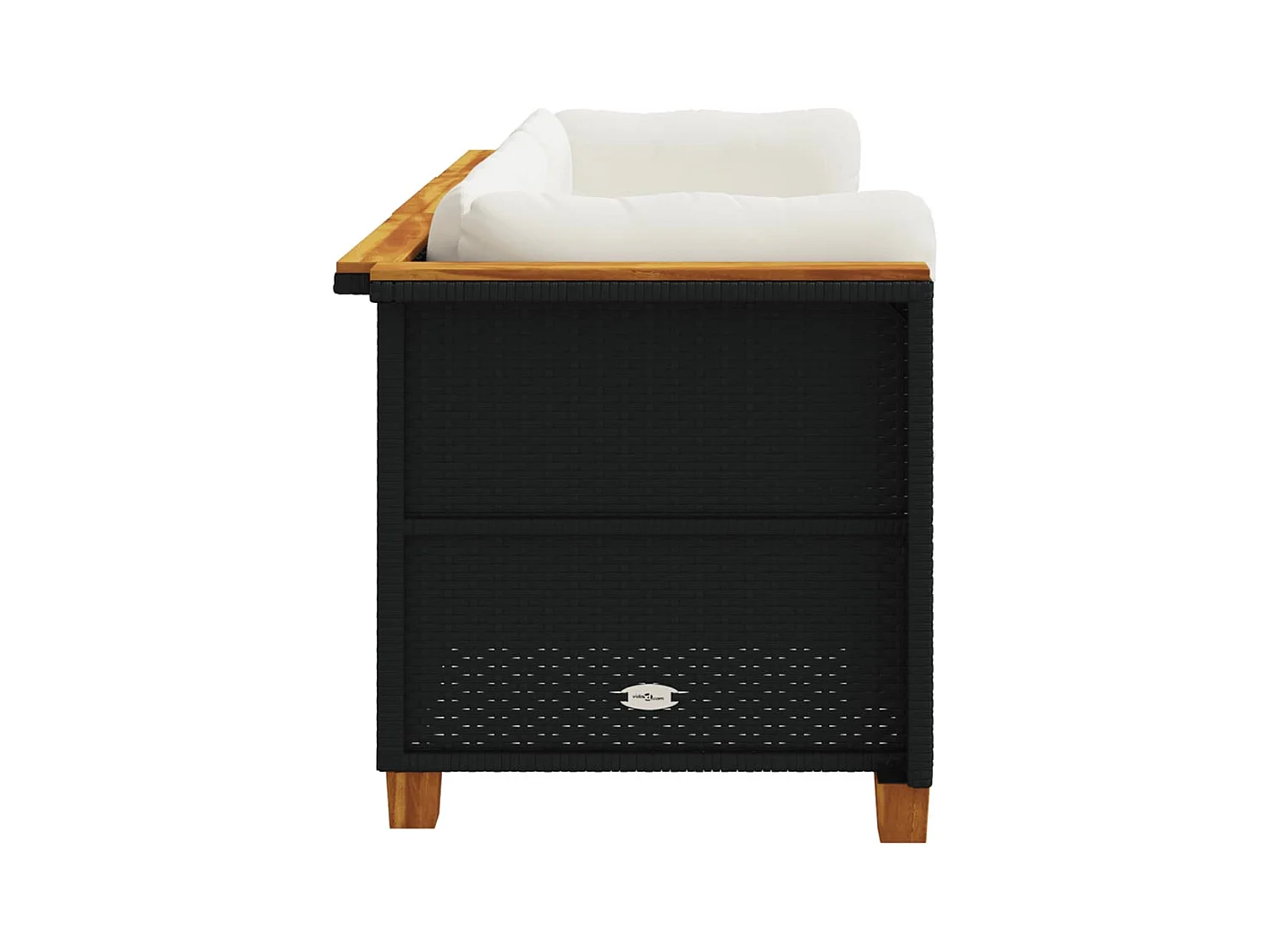 Canapé de jardin avec coussins 3 places noir résine tressée