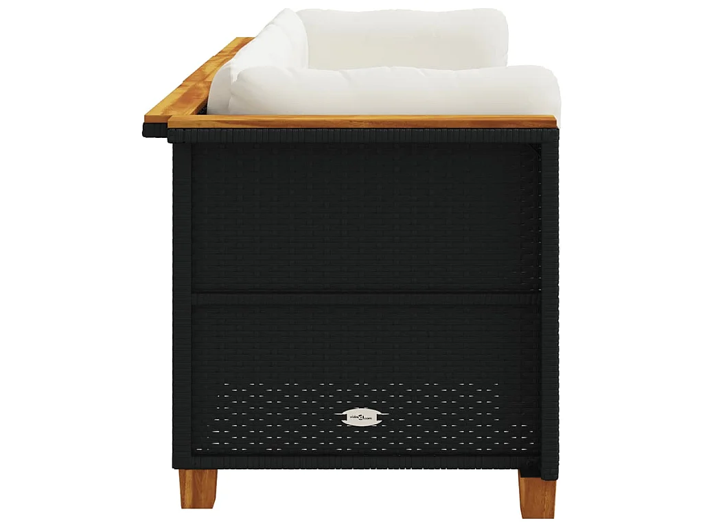 Tuinbank 3-zits met kussens poly rattan zwart