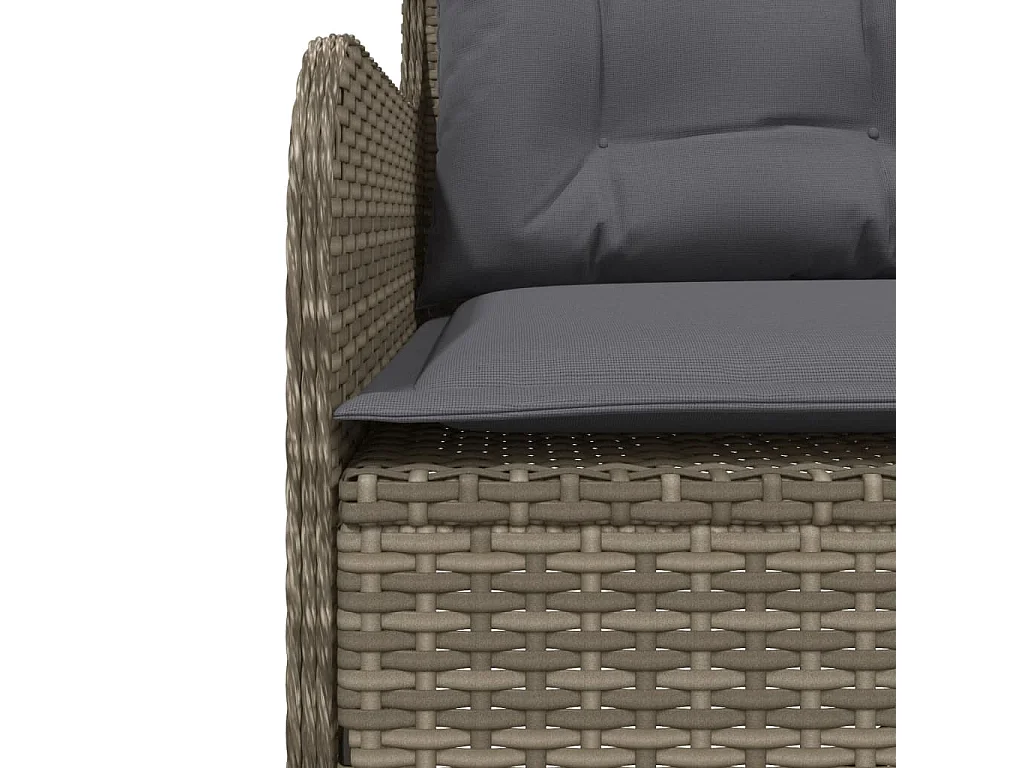 Gartensofa in L-Form mit Kissen Grau Poly Rattan