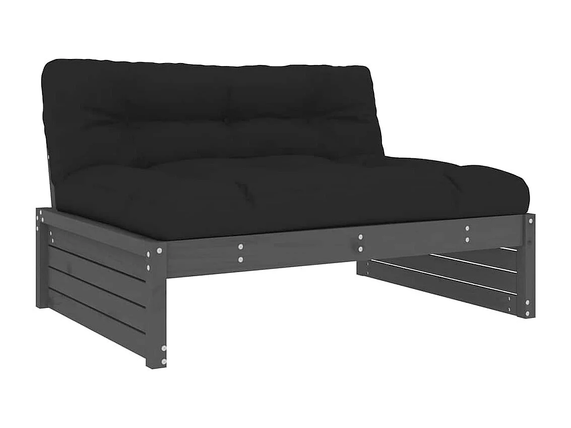 Canapé central 120x80 cm gris bois de pin massif