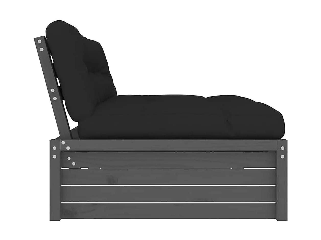 Canapé central 120x80 cm gris bois de pin massif