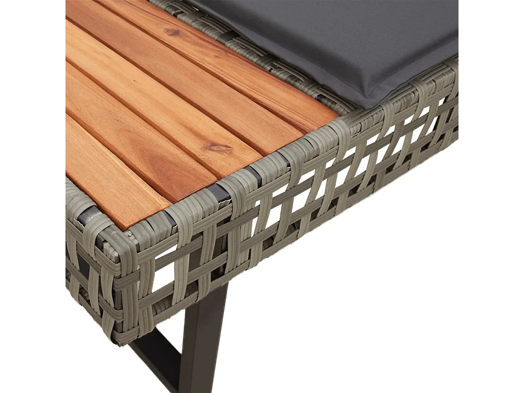 Canapé de jardin avec coussins en forme de L gris rotin acacia