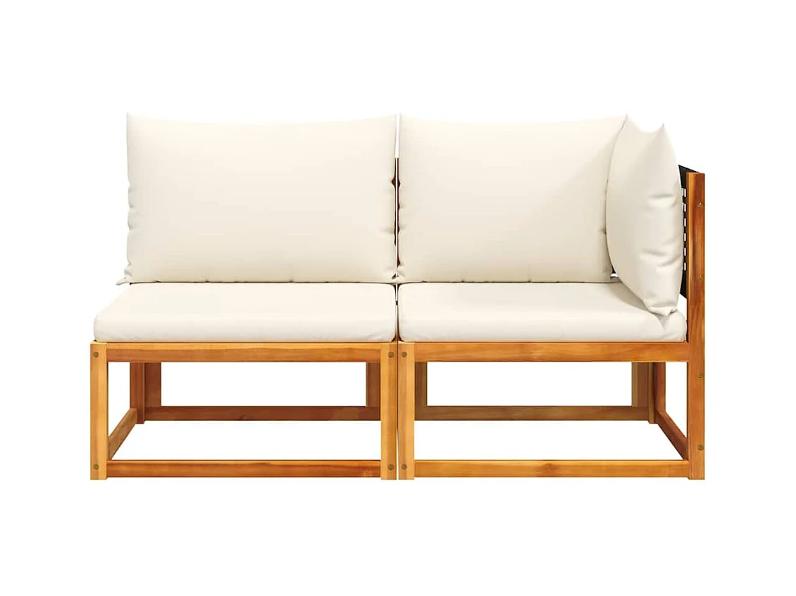 Canapé de jardin avec coussins 2 places Bois Acacia et rotin