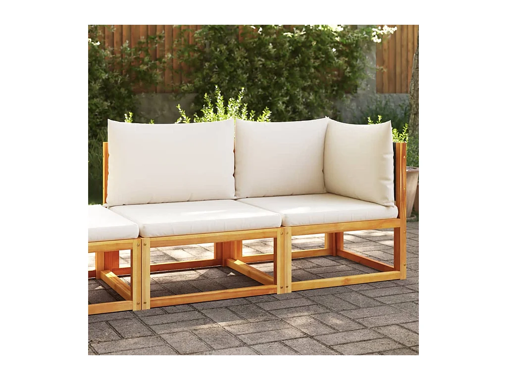 Gartensofa mit Kissen 2-Sitzer Holz Akazie & Rattan