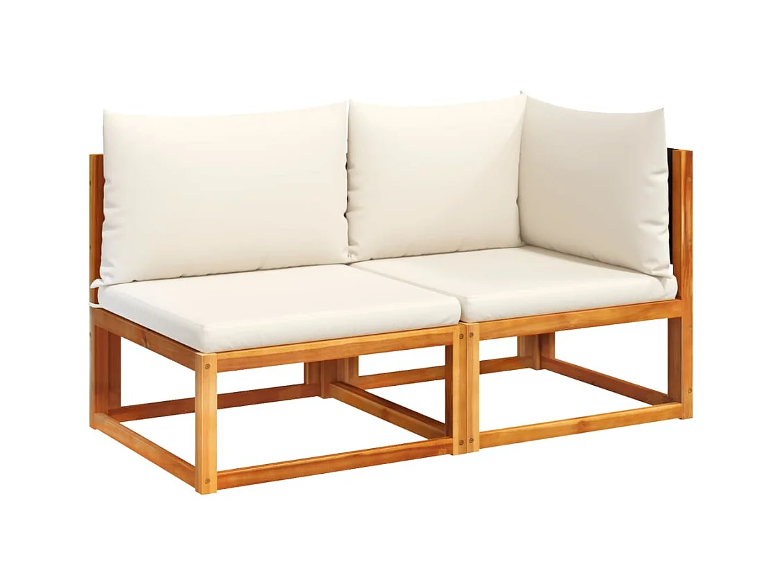 Canapé de jardin avec coussins 2 places Bois Acacia et rotin