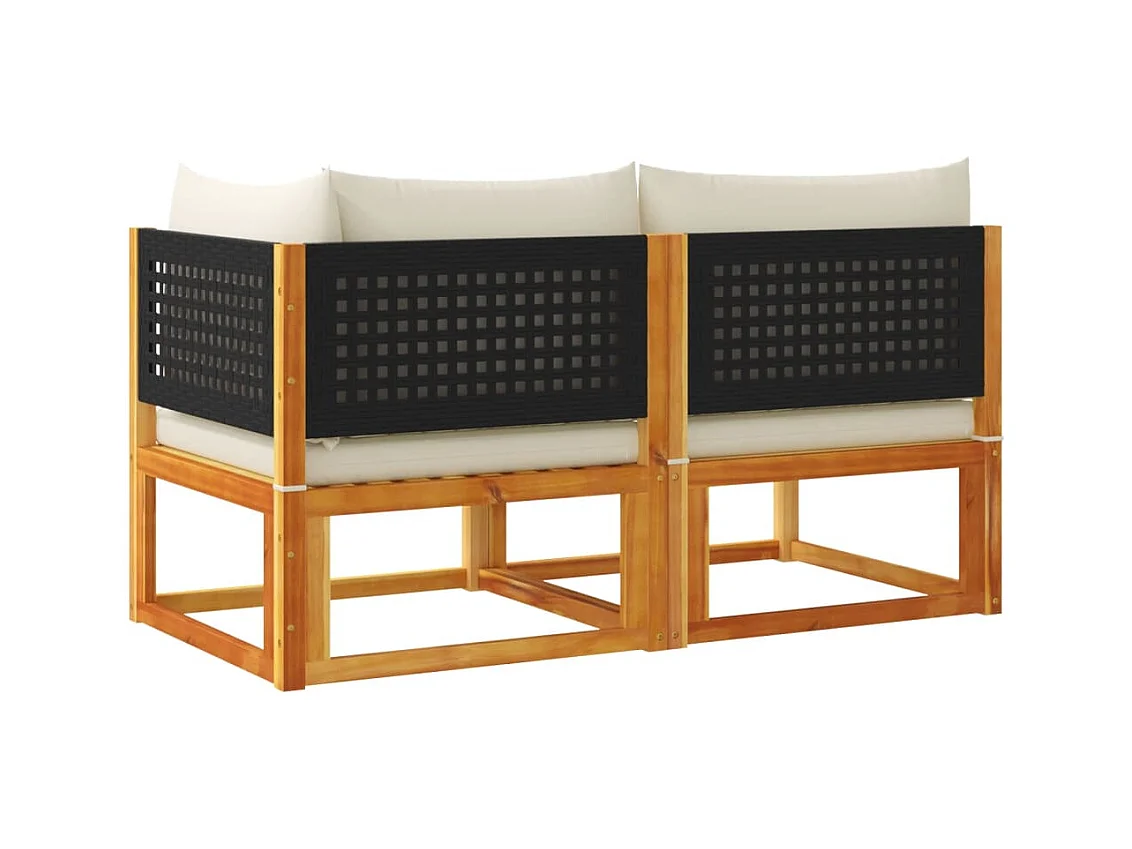 Canapé de jardin avec coussins 2 places Bois Acacia et rotin