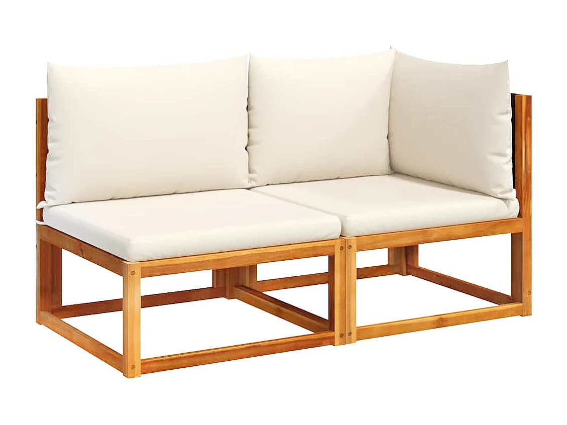 Canapé de jardin avec coussins 2 places Bois Acacia et rotin