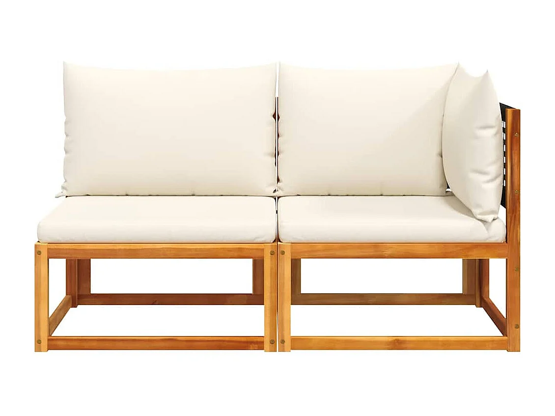 Canapé de jardin avec coussins 2 places Bois Acacia et rotin