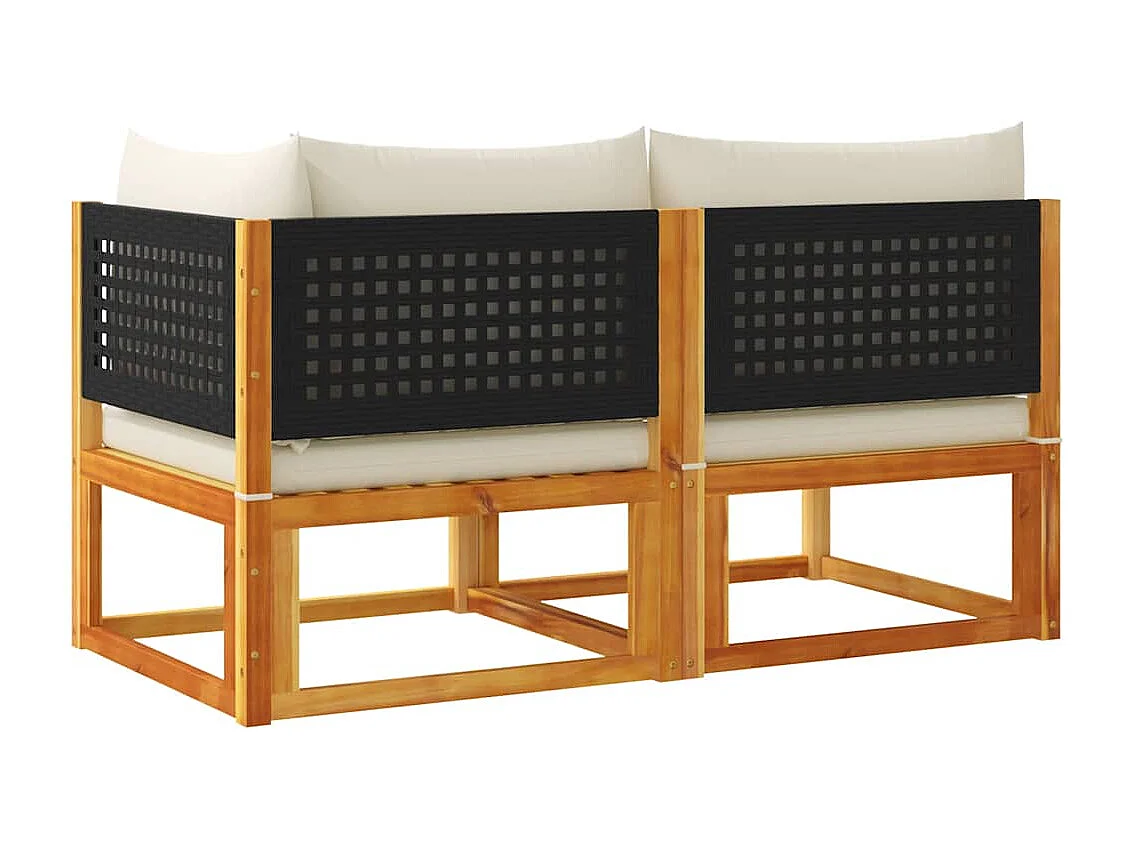 Canapé de jardin avec coussins 2 places Bois Acacia et rotin