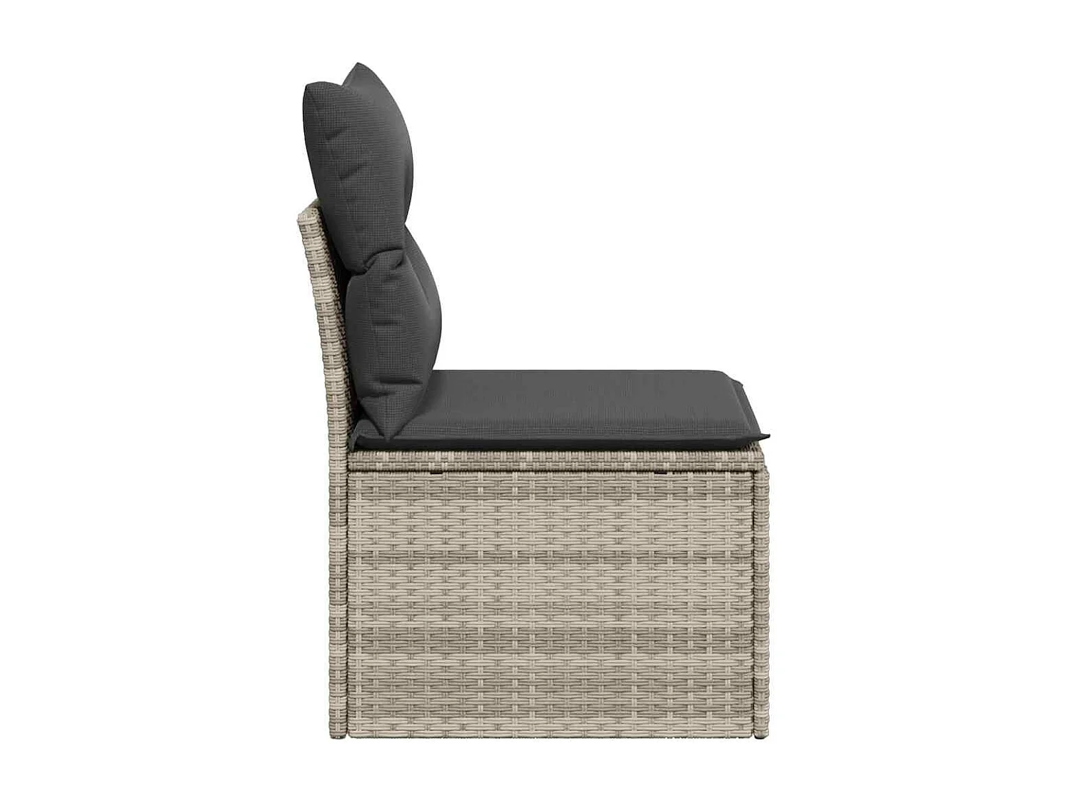 Tuinbank zonder armleuning met kussens poly rattan lichtgrijs