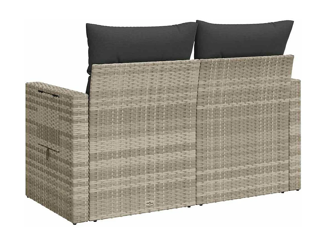 Tuinbank 2-zits met kussens poly rattan lichtgrijs