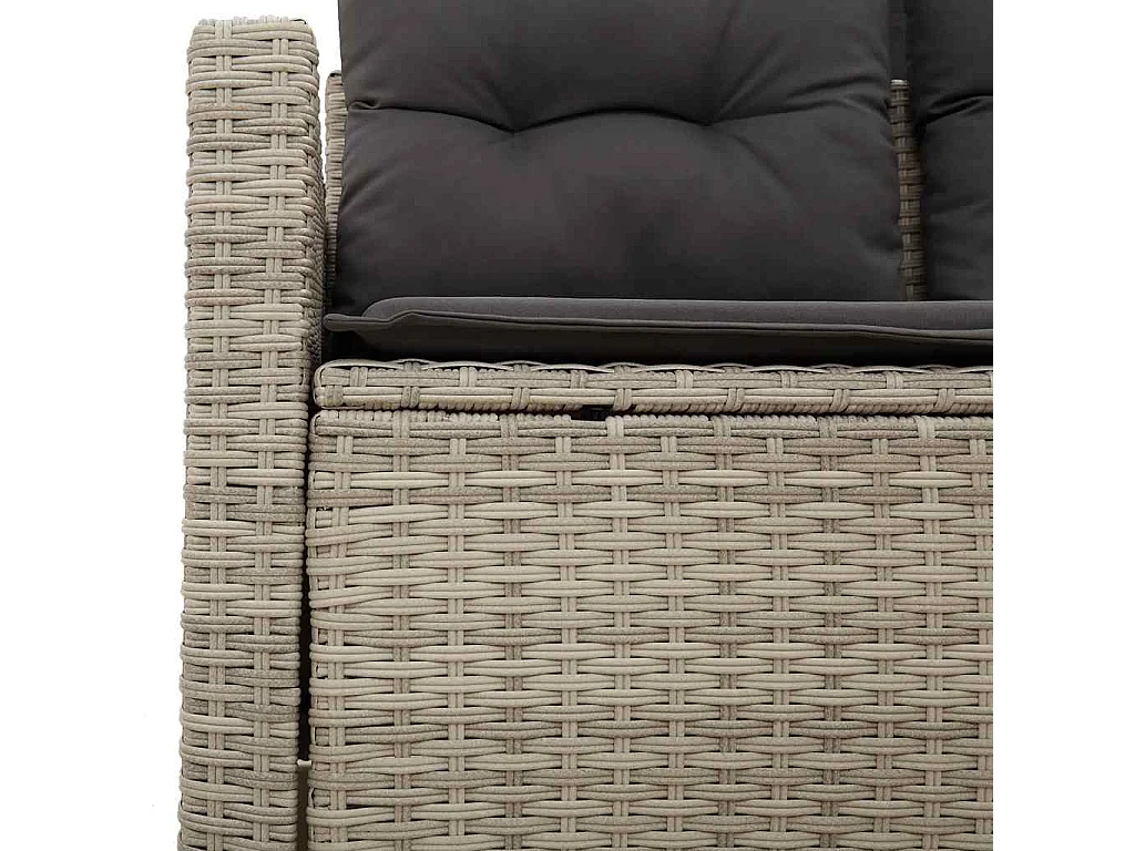 Tuinbank 2-zits met kussens poly rattan lichtgrijs