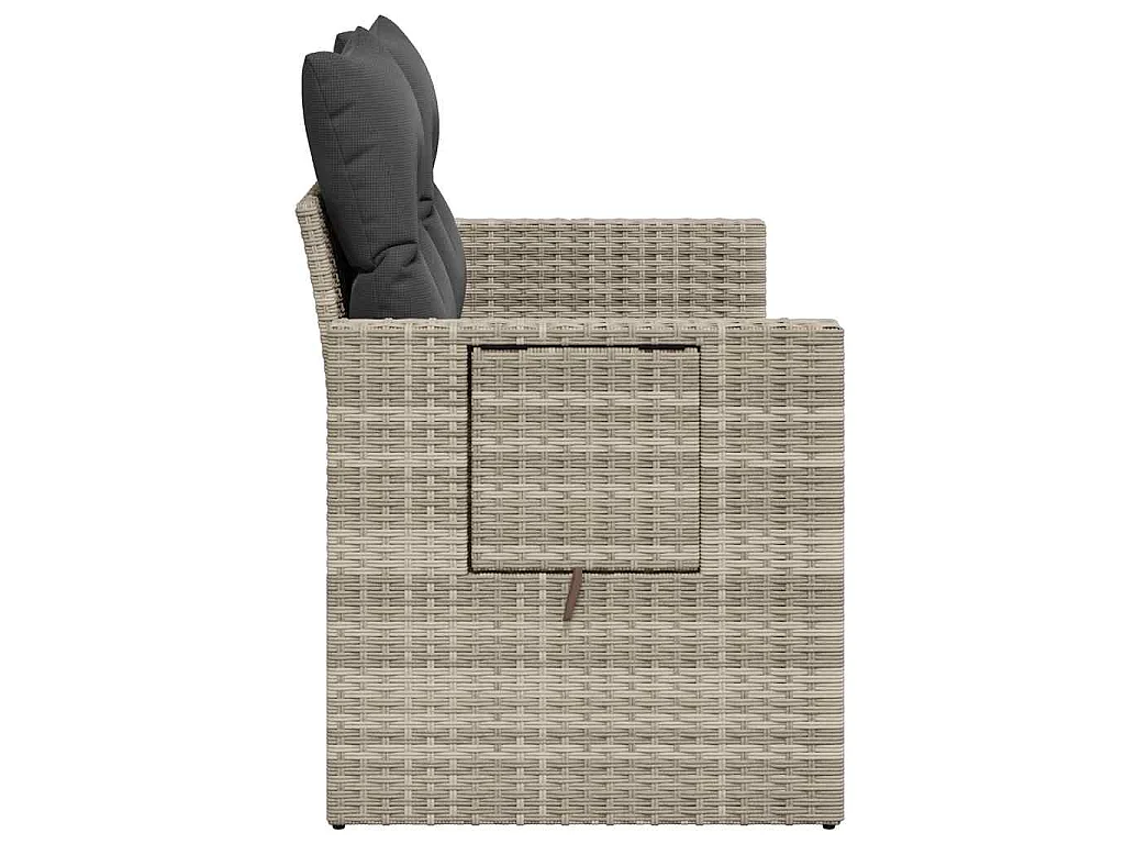 Tuinbank 2-zits met kussens poly rattan lichtgrijs