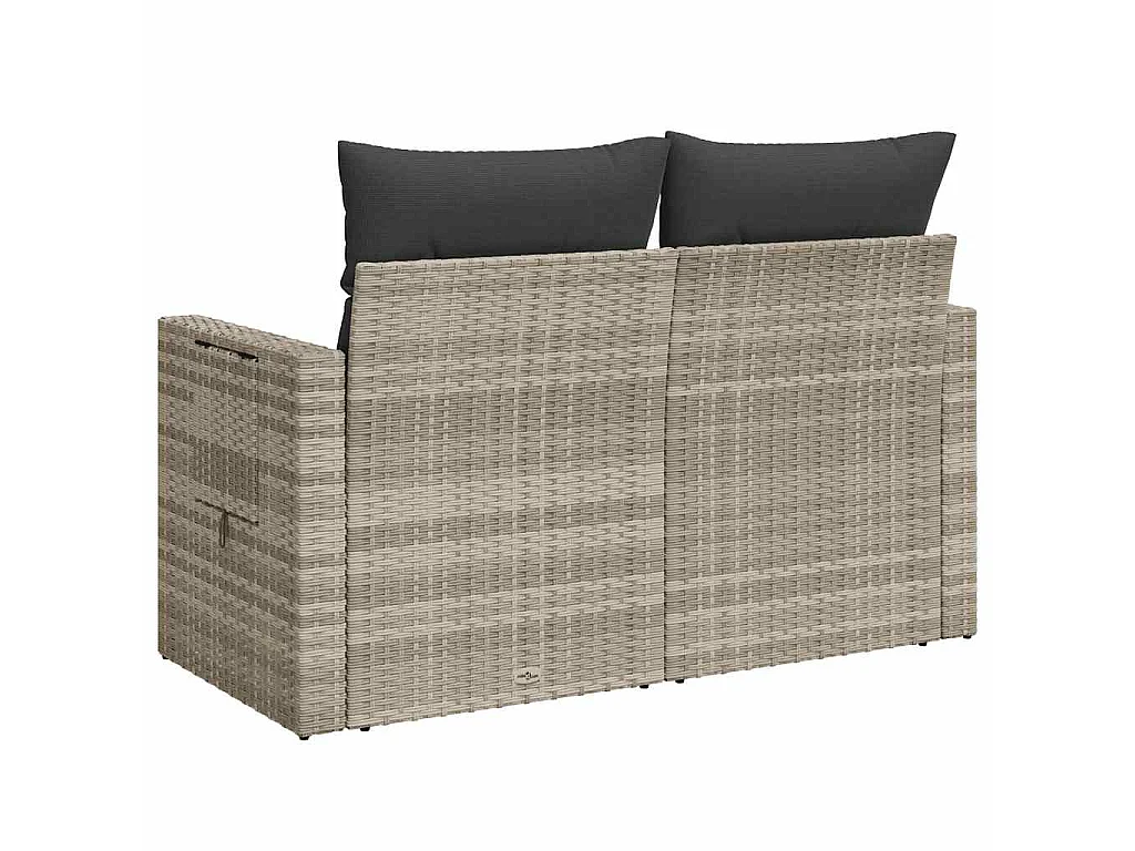 Tuinbank 2-zits met kussens poly rattan lichtgrijs