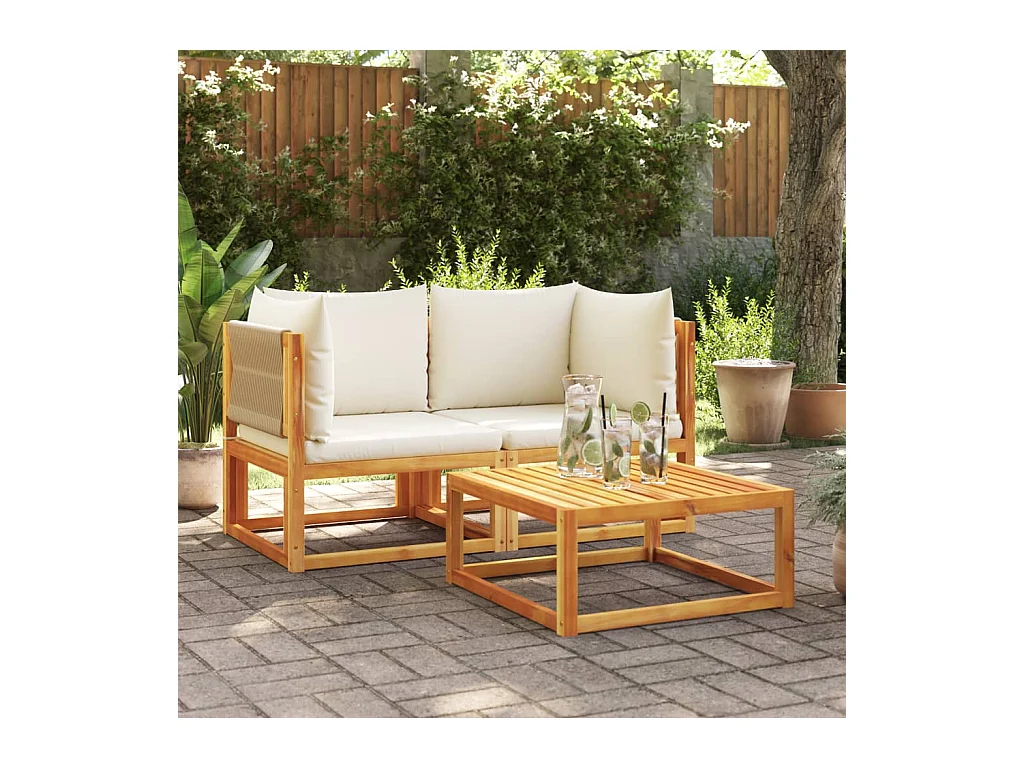 Gartensofas-Ecke mit Kissen 2 Stk. Holz Akazie & Seil