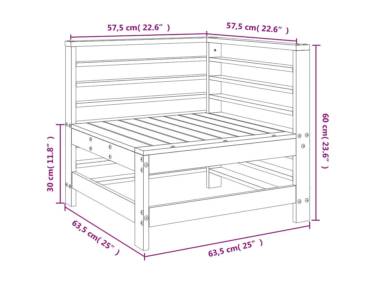 Canapé d'angle de jardin bois massif douglas