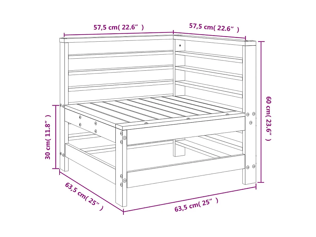 Garten-Ecksofa Massivholz Douglasie