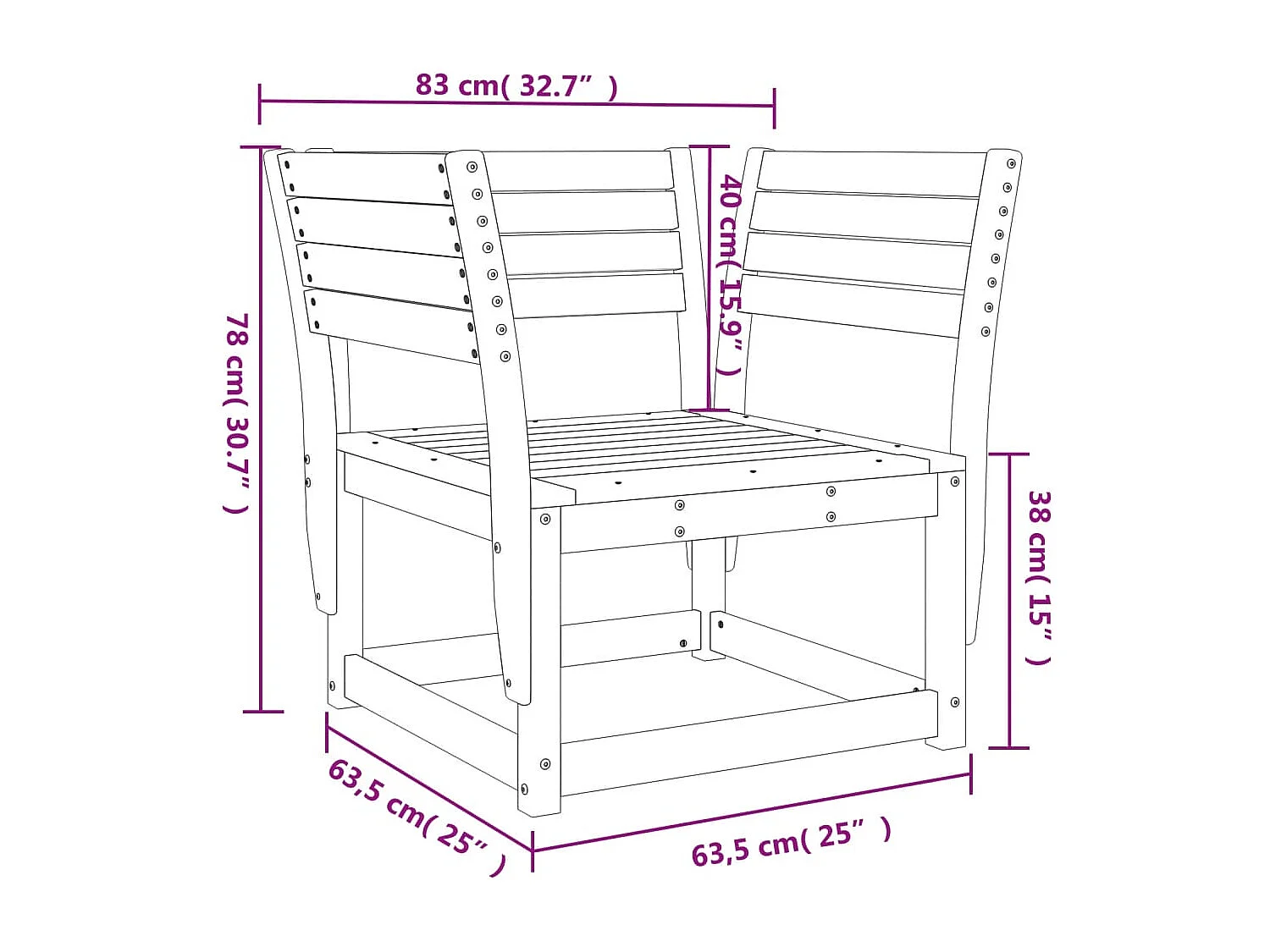 Chaise de jardin cire marron bois de pin massif