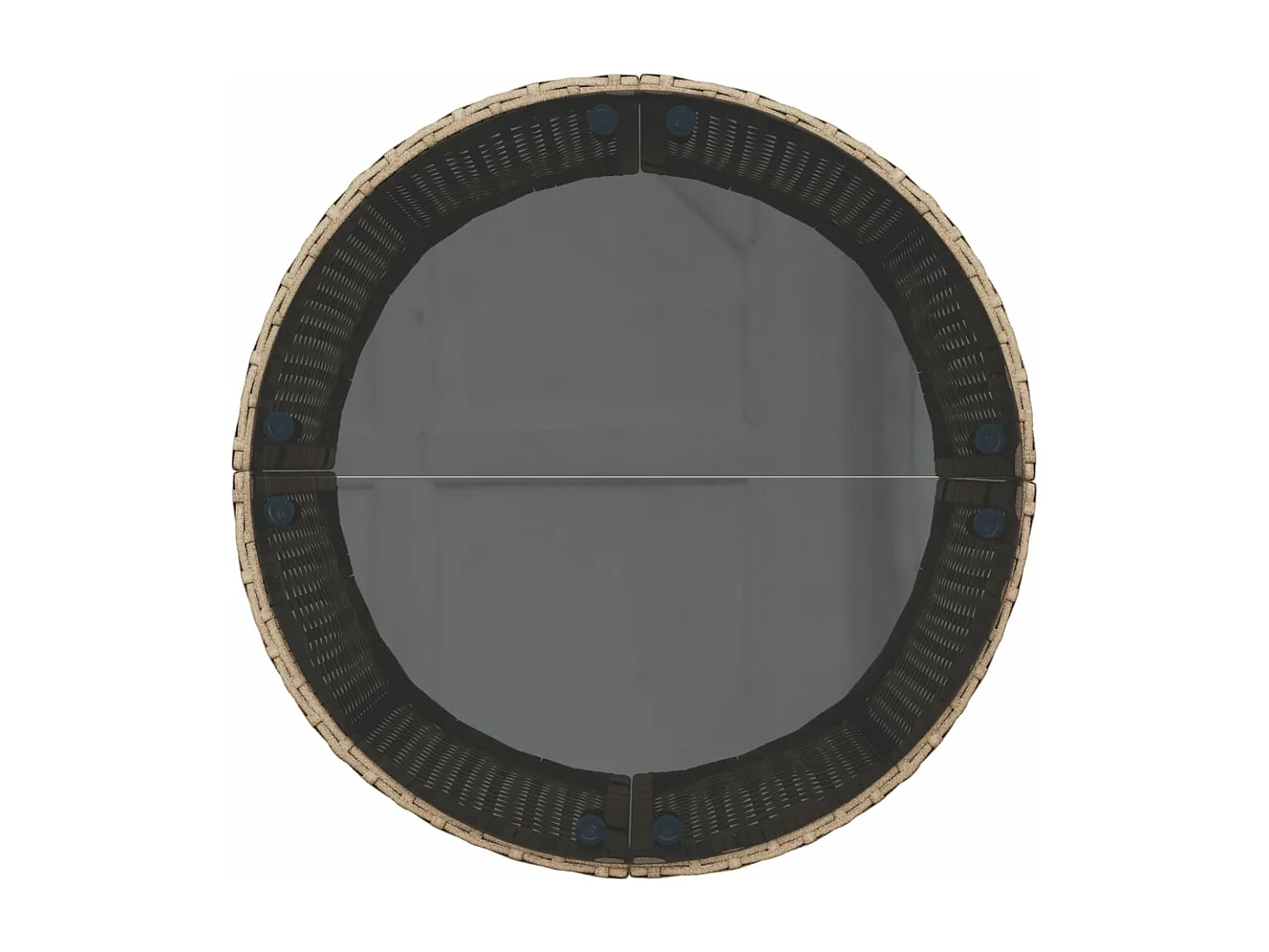 Tuinbank met tafel en kussens rond poly rattan beige