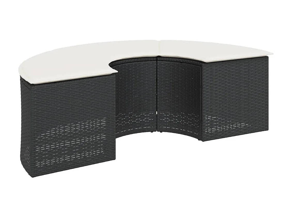 Salon de jardin 2 pcs demi-rond noir résine tressée