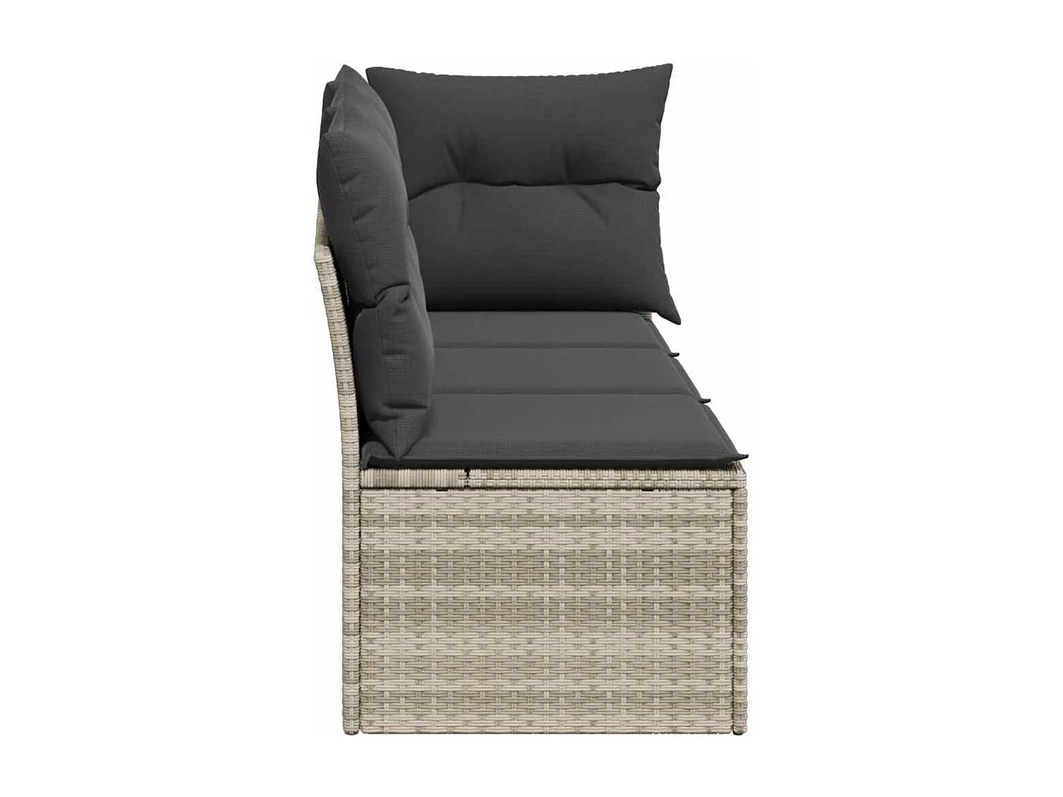 Tuinbank 3-zits met kussens poly rattan lichtgrijs