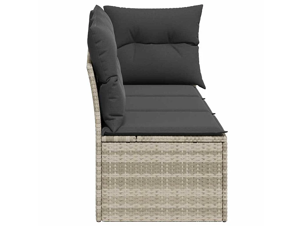 Tuinbank 3-zits met kussens poly rattan lichtgrijs