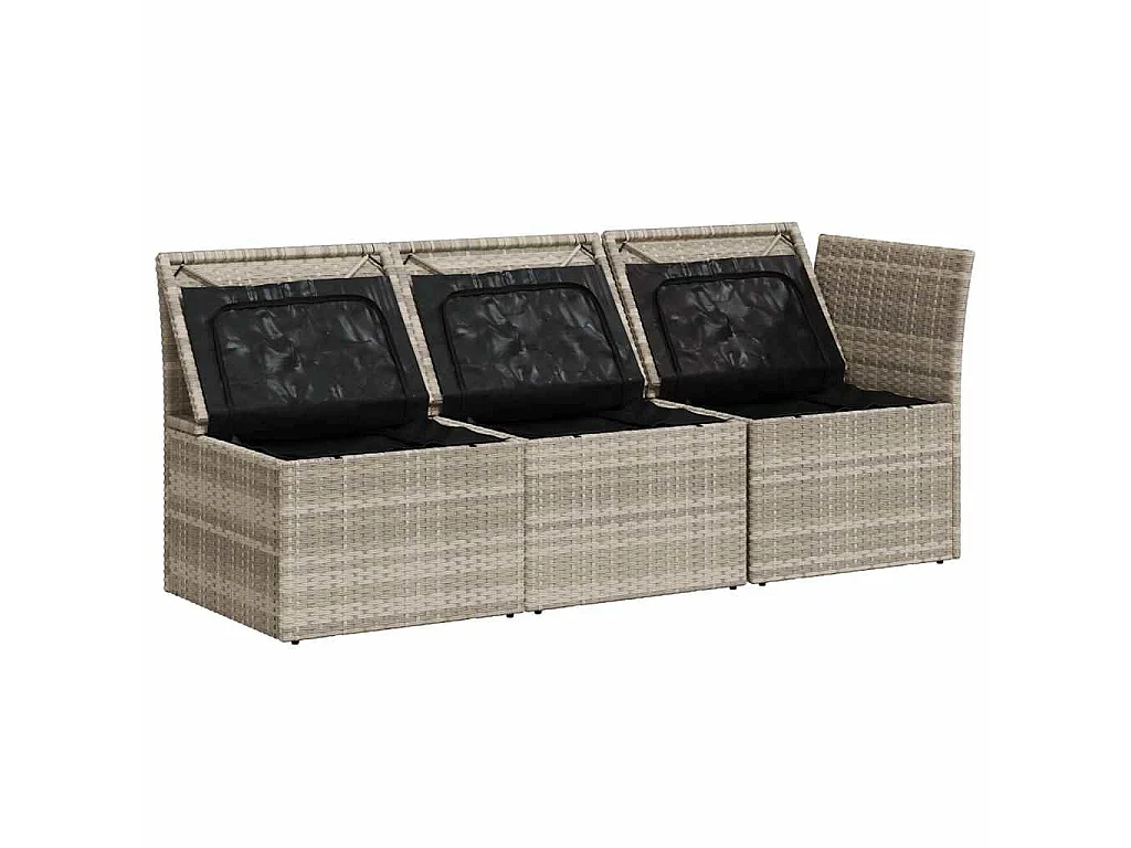 Tuinbank 3-zits met kussens poly rattan lichtgrijs
