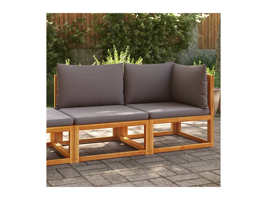 Gartensofa mit Kissen 2-Sitzer Holz Akazie & Seil
