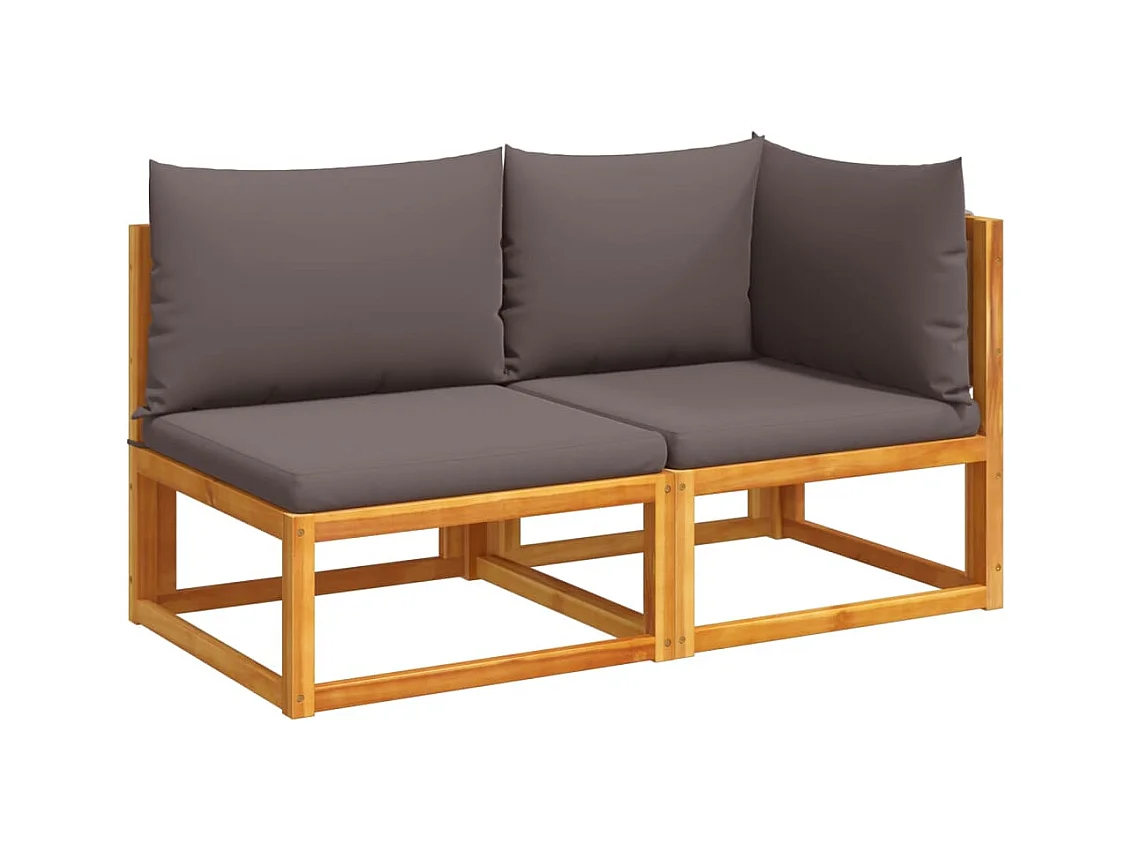 Canapé de jardin avec coussins 2 places Bois d'acacia et corde