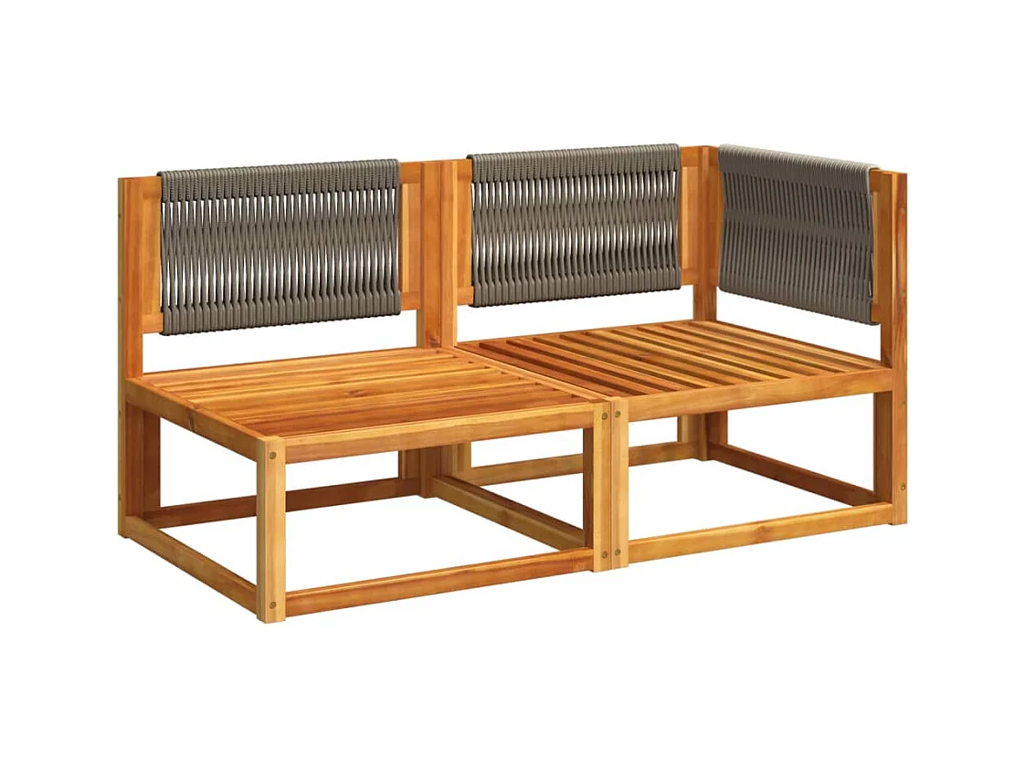 Canapé de jardin avec coussins 2 places Bois d'acacia et corde