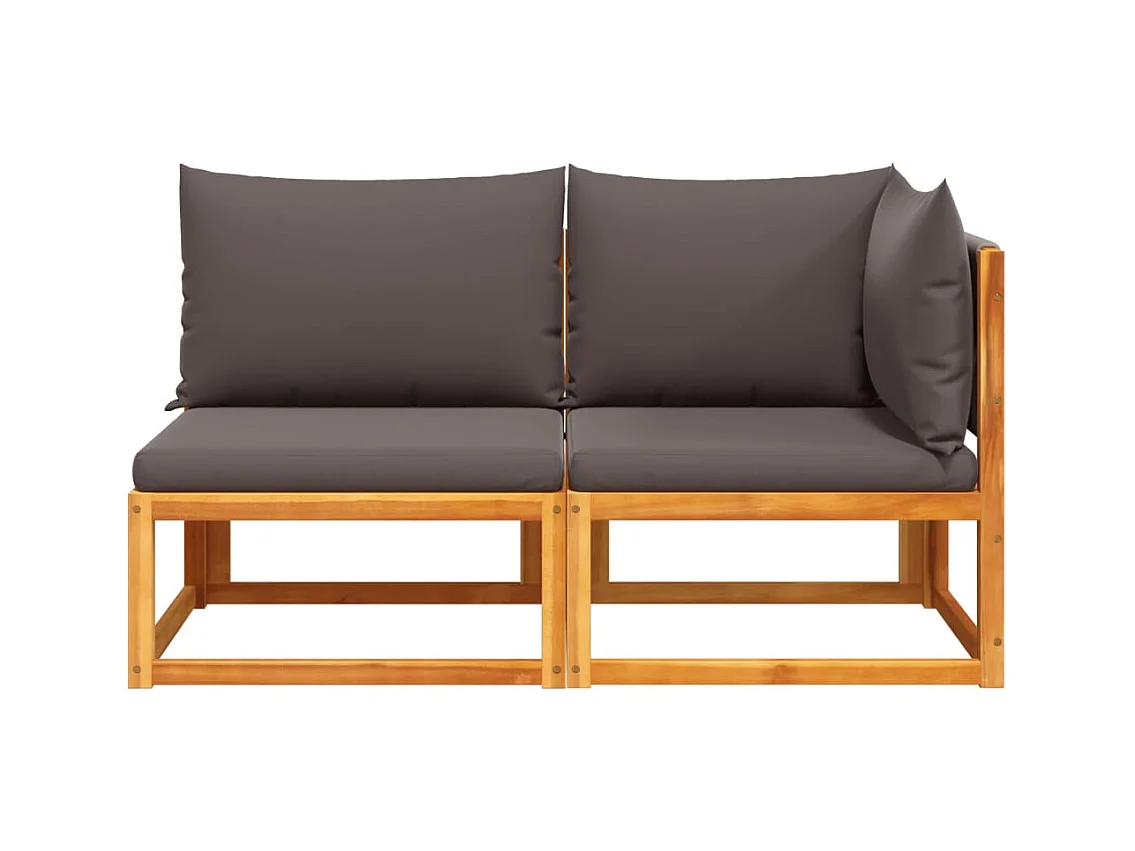 Canapé de jardin avec coussins 2 places Bois d'acacia et corde