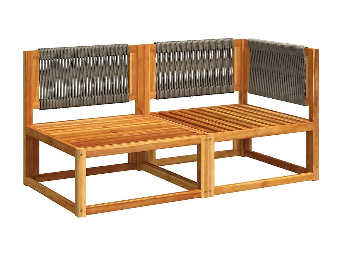 Canapé de jardin avec coussins 2 places Bois d'acacia et corde