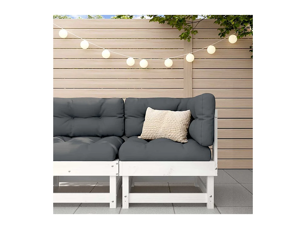 Canapé d'angle avec coussins blanc bois de pin solide