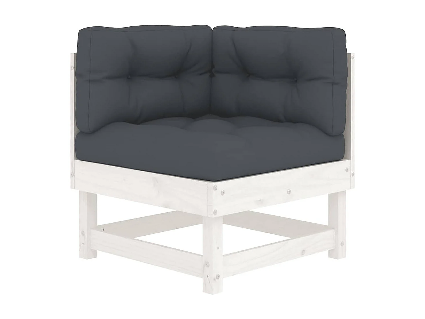 Ecksofa mit Kissen Weiß Massivholz Kiefer