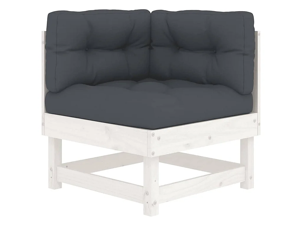 Ecksofa mit Kissen Weiß Massivholz Kiefer