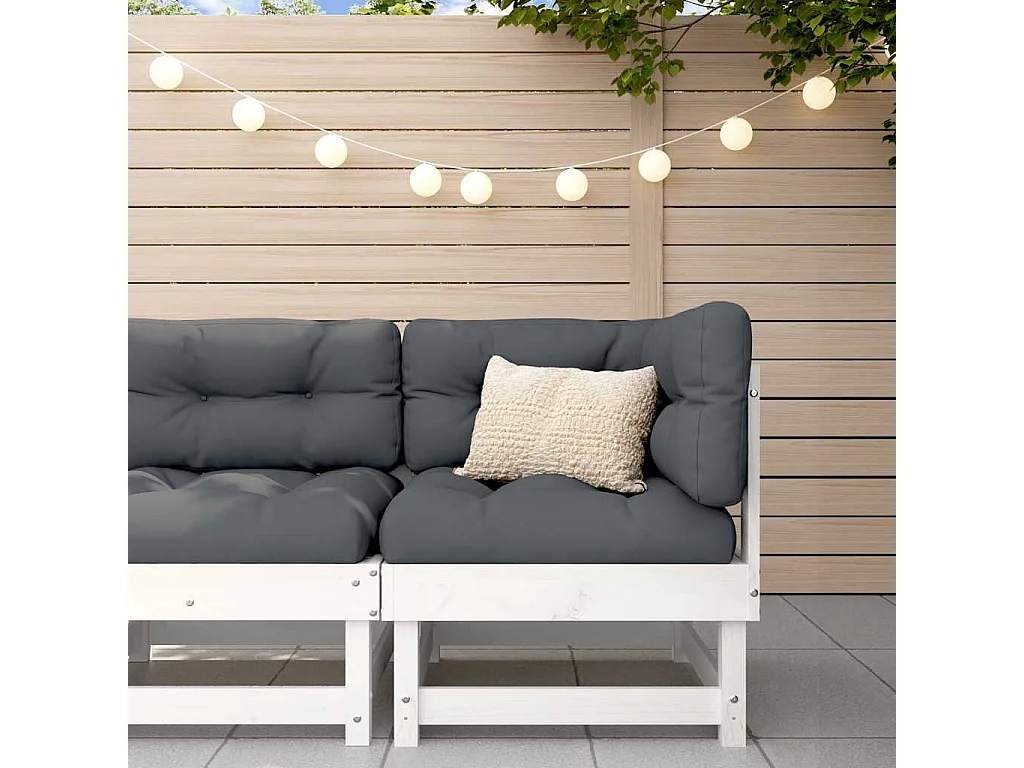 Ecksofa mit Kissen Weiß Massivholz Kiefer