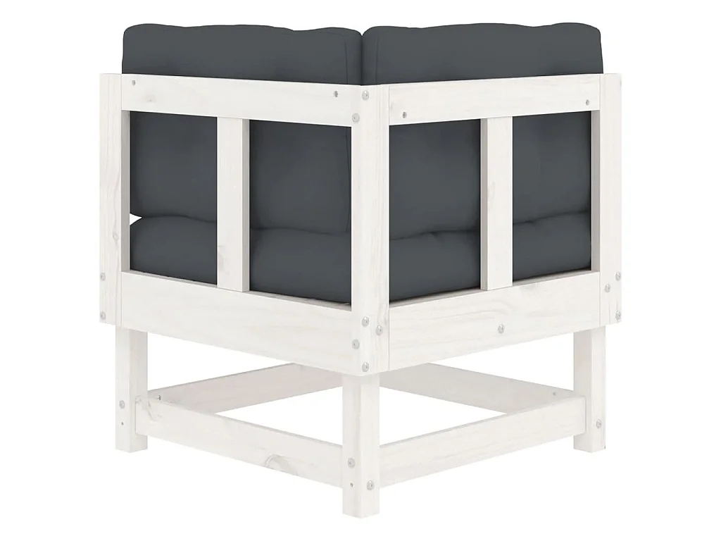 Ecksofa mit Kissen Weiß Massivholz Kiefer