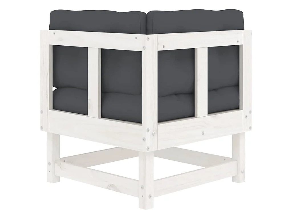 Ecksofa mit Kissen Weiß Massivholz Kiefer