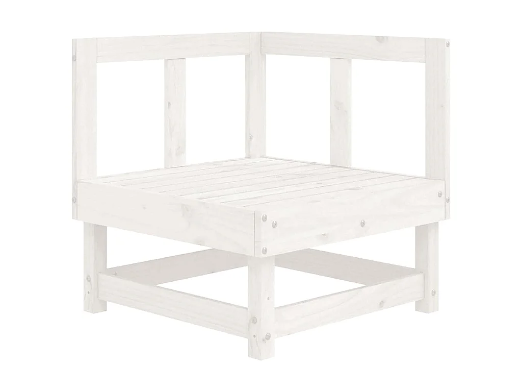 Canapé d'angle avec coussins blanc bois de pin solide