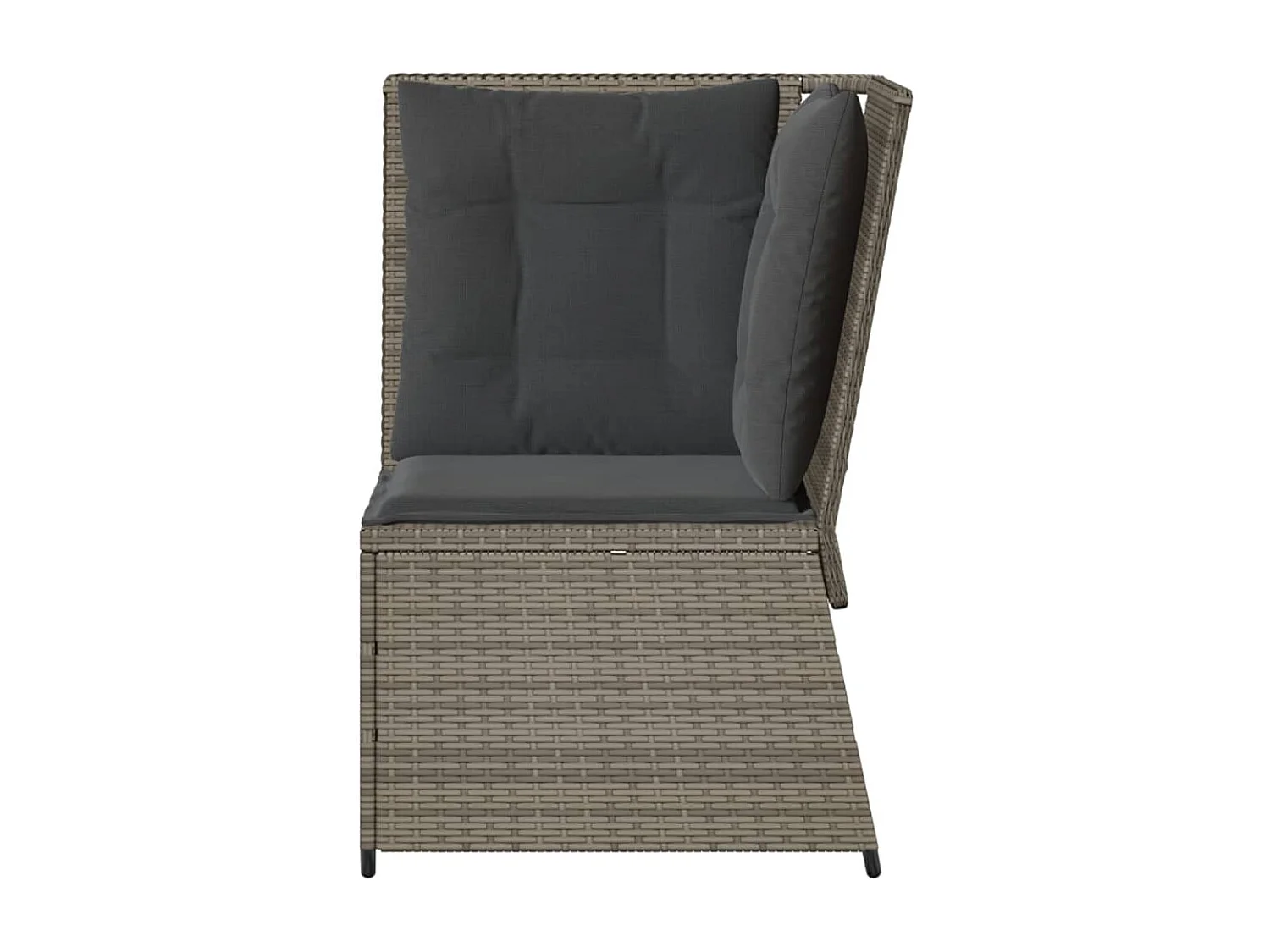 Garten-Ecksofa mit Kissen Grau Poly Rattan