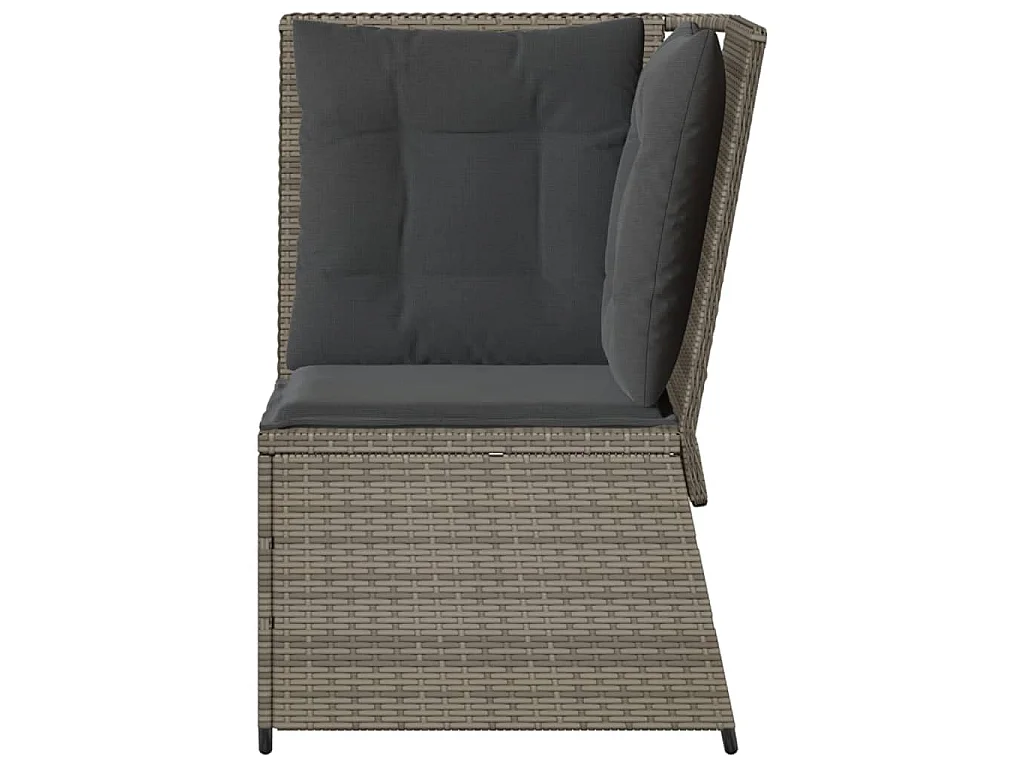 Canapé d'angle de jardin avec coussins gris résine tressée