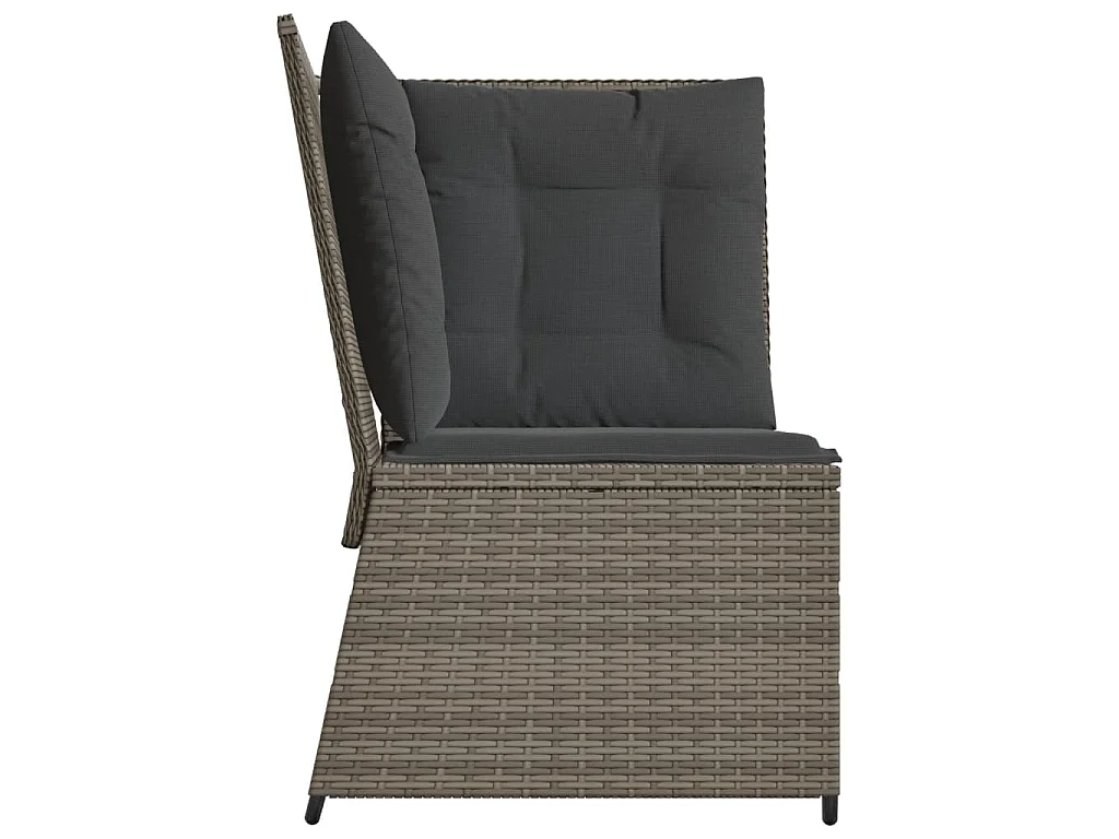 Canapé d'angle de jardin avec coussins gris résine tressée