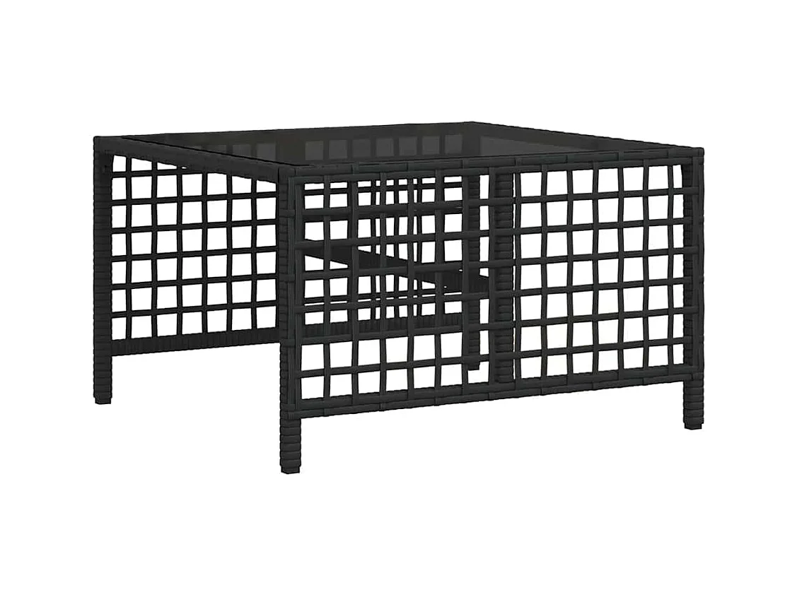 Salon de jardin d'angle 3 pcs avec coussins noir résine tressée