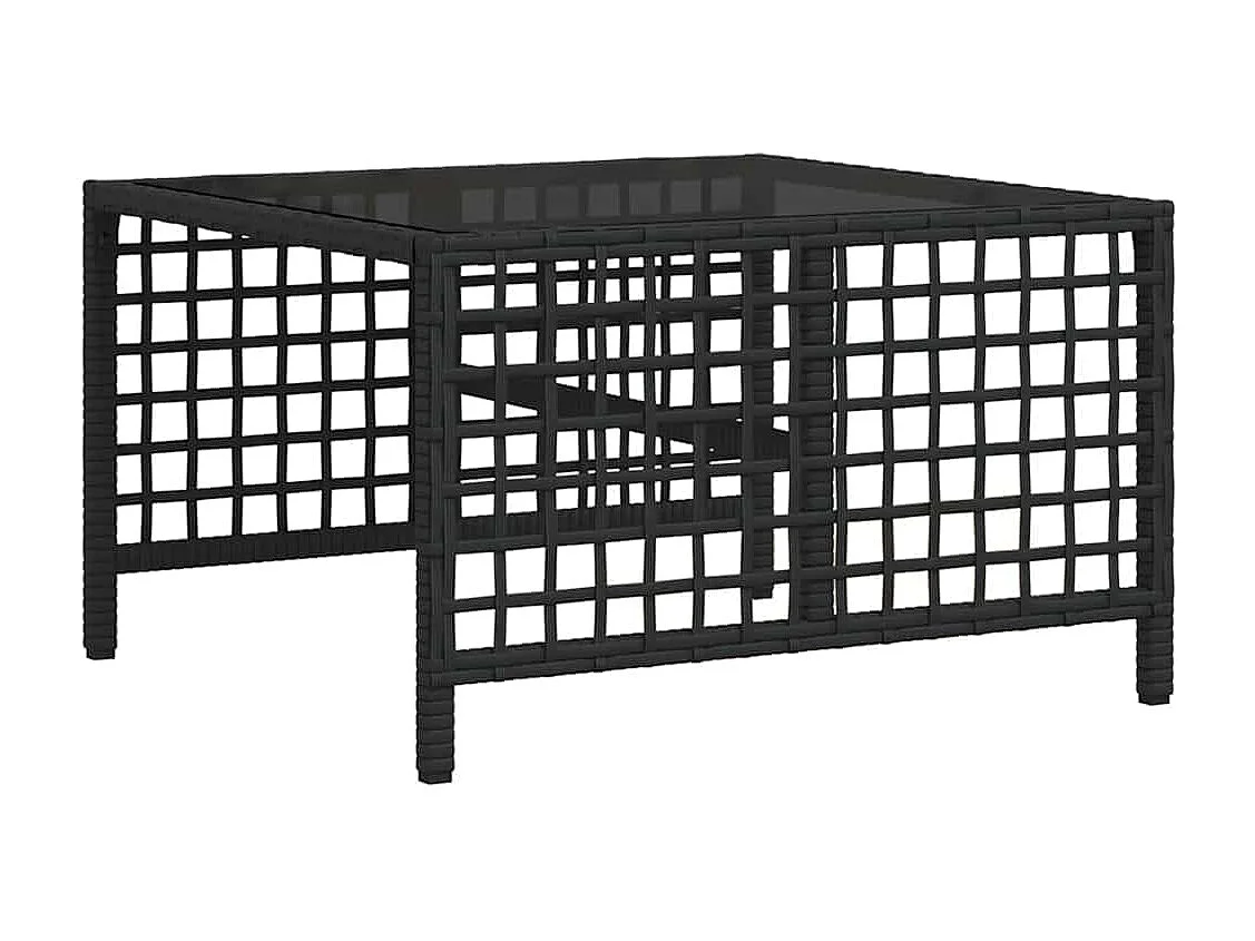 Salon de jardin d'angle 3 pcs avec coussins noir résine tressée